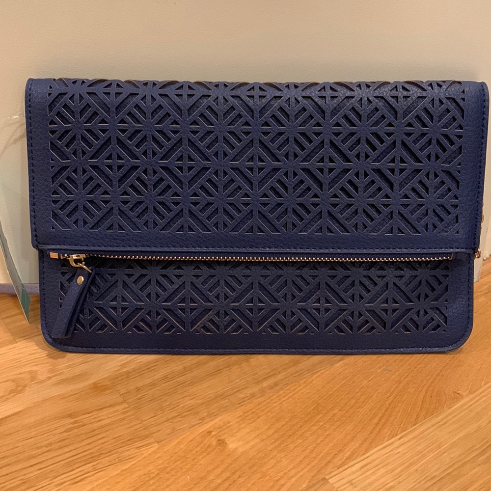 Urban Expressions for Stitch Fix Sutton Laser Cut Clutch, navy, NWT